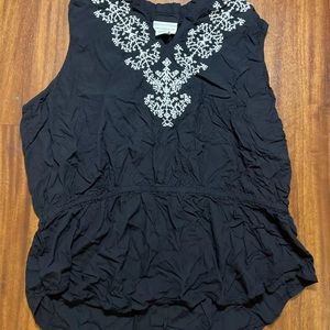 Sleeveless Blouse by Liz Claiborne • XL •  Snowflake Design • Dark Blue •